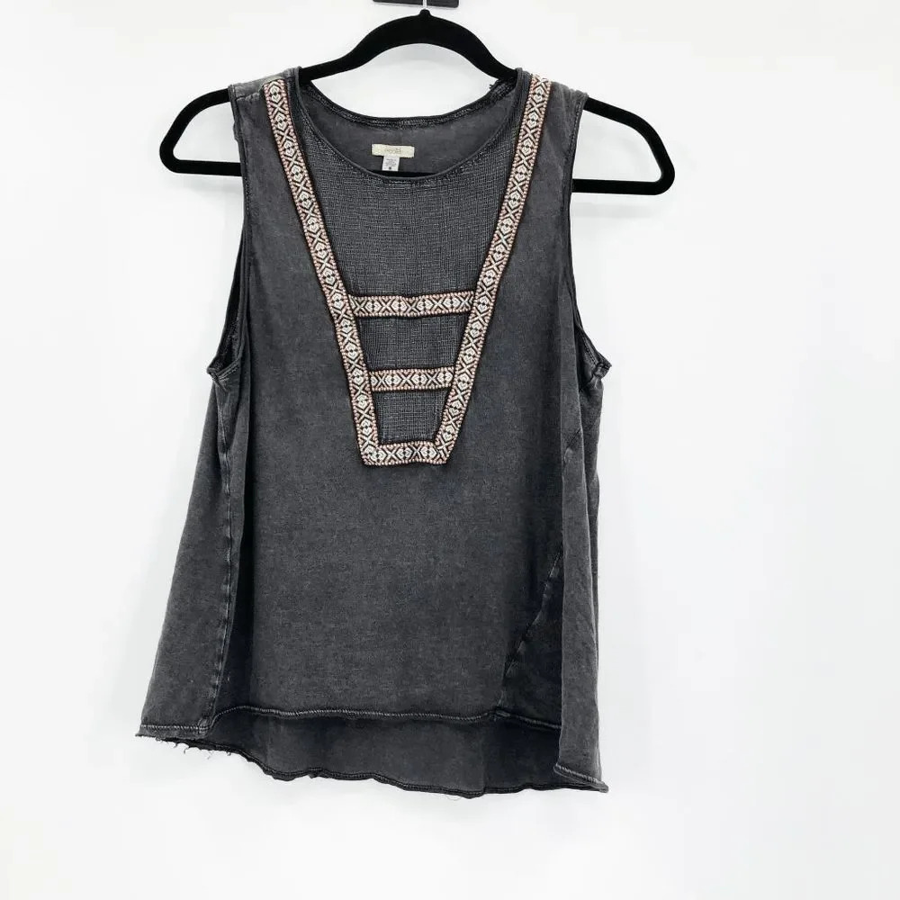 Urban Outfitters‎ Ecote Black Boho Sheer Panel Blouse Tank Top Size Small